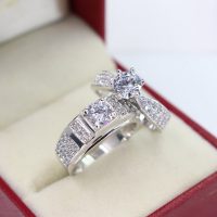Nhẫn đôi bạc nhẫn cặp bạc đẹp đính đá sang trọng ND0284