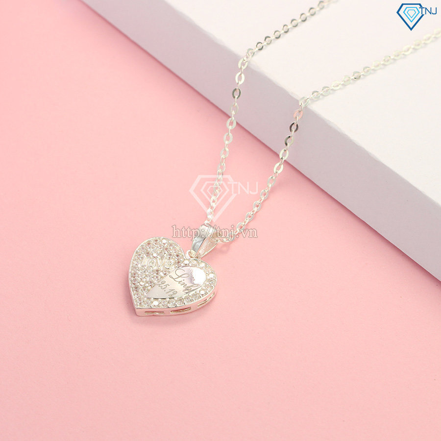Dây chuyền bạc nữ khắc tên mặt hình trái tim DCN0451
