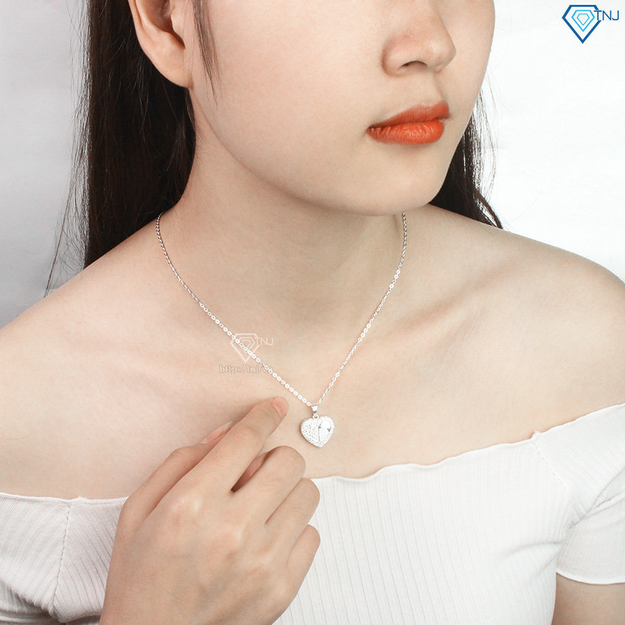 Dây chuyền bạc nữ khắc tên mặt hình trái tim DCN0451
